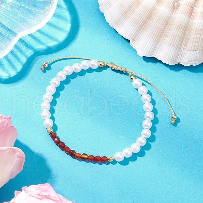 Natural Agate Adjustable Braided Beaded Bracelets BJEW-JB11669-04-1
