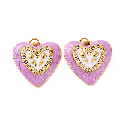 304 Stainless Steel Enamel Pendants STAS-U061-42G-01-1