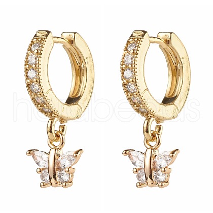 Butterfly Cubic Zirconia Dangle Hoop Earrings for Girl Women Gift X1-EJEW-JE04637-1