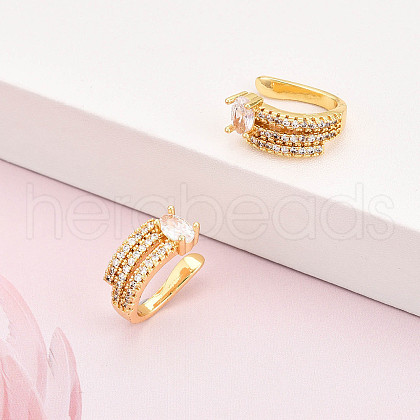 Brass Micro Pave Cubic Zirconia Cuff Earrings KK-T074-28G-1