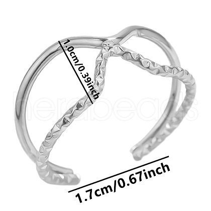 Stylish Adjustable Irregular Stainless Steel Cuff Open Rings AM4339-1-1
