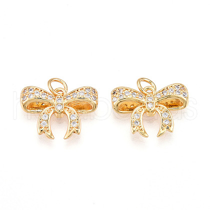 Brass Micro Pave Cubic Zirconia Pendants KK-N257-39G-1