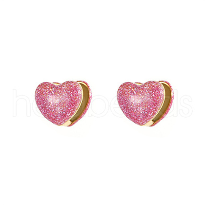 Heart Shape Golden 304 Stainless Steel Hoop Earrings TZ8486-2-1