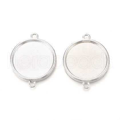 Tibetan Style Alloy Flat Round Connector Cabochon Settings PALLOY-N178-11AS-1