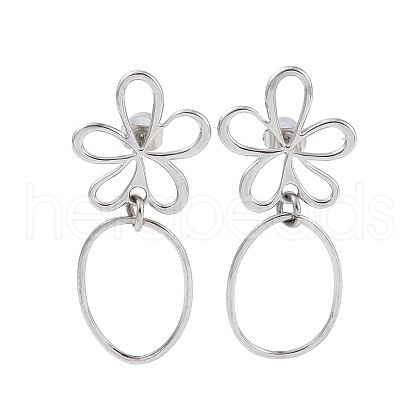 Non-Tarnish Hollow Flower 304 Stainless Steel Dangle Earrings EJEW-B052-01P-1