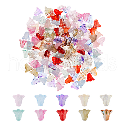 300Pcs 10 Colors Spray Painted Transparent Glass Beads GLAA-HS0001-04-1