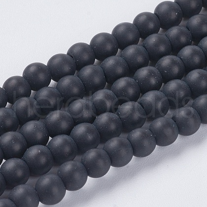 Synthetic Black Stone Beads Strands X-G-G508-6-1