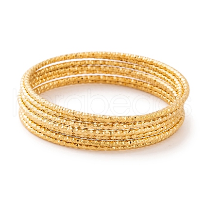 7Pcs PVD Vacuum Plating 304 Stainless Steel Textured Bangles Set for Women BJEW-A011-12D-G-1