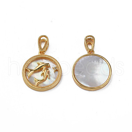 Brass Micro Pave Clear Cubic Zirconia Pendants KK-N233-373-1