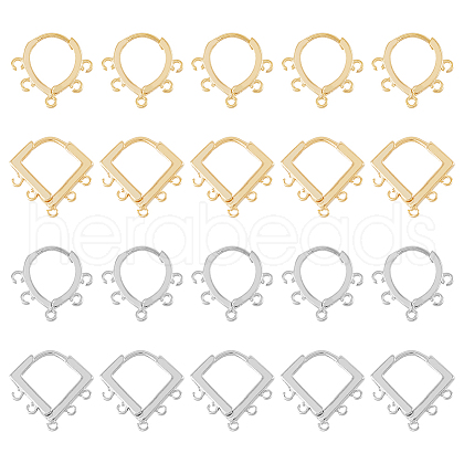 DICOSMETIC 24Pcs 4 Styles Brass Hoop Earring Finding KK-DC0003-15-1