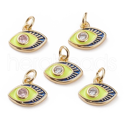 Brass Micro Pave Clear Cubic Zirconia Charms KK-C100-15G-B01-1