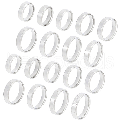Unicraftale 18Pcs 9 Szie Stainless Steel Simple Plain Band Ring for Women RJEW-UN0002-57-1