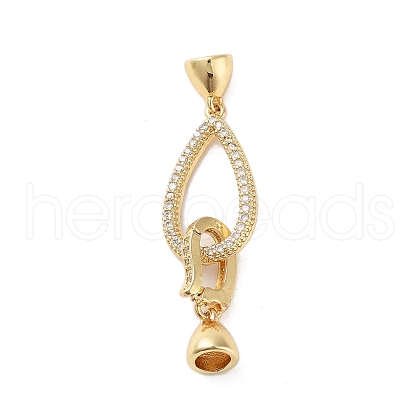 Rack Plating Brass Micro Pave Cubic Zirconia Fold Over Clasps ZIRC-P117-02D-G-1