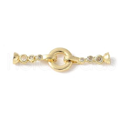 Brass Pave Clear Cubic Zirconia Fold Over Clasps KK-M320-05G-1