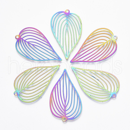 Ion Plating(IP) 201 Stainless Steel Filigree Pendants STAS-T057-08-1