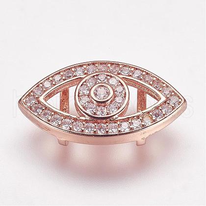Brass Micro Pave Cubic Zirconia Slide Charms ZIRC-F046-45RG-1