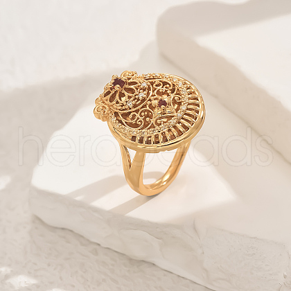 Brass Micro Pave Cubic Zirconia Geometric Adjustable Finger Rings for Women FR4492-4-1