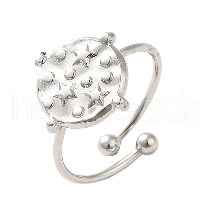 304 Stainless Steel Open Cuff Ring RJEW-M167-02P-1