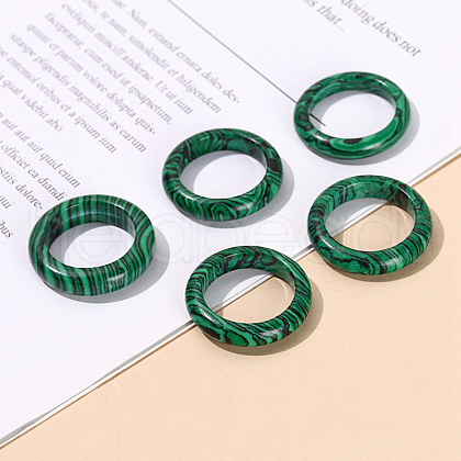Synthetic Malachite Plain Band Finger Rings RJEW-H230-13E-04-1