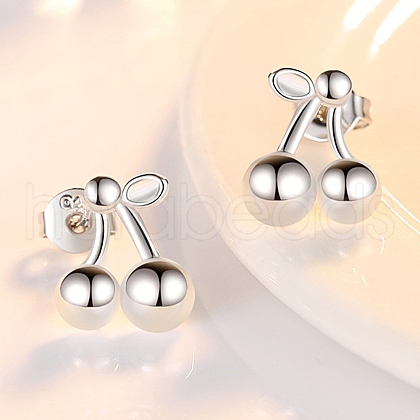 925 Sterling Silver Stud Earrings EJEW-B144-01S-1