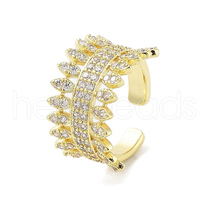 Rack Plating Brass Micro Pave Cubic Zirconia Cuff Rings RJEW-D025-09G-1