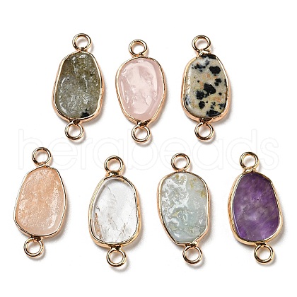 Natural Mixed Stone Connector Charms KK-C034-03G-1