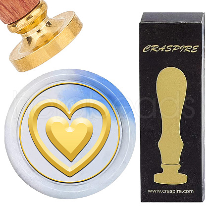 Brass Wax Seal Stamps with Wood Handle AJEW-WH0412-0337-1