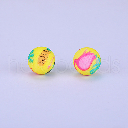 Printed Round Silicone Focal Beads SI-JX0056A-170-1