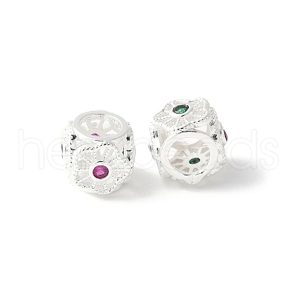 Brass Micro Pave Cubic Zirconia European Bead KK-U067-01S-1