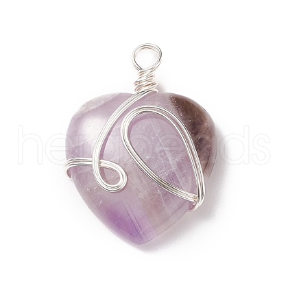 Natural Amethyst Pendants PALLOY-JF01663-03-1