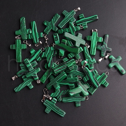 Synthetic Malachite Pendants G-PW0006-02P-21-1-1