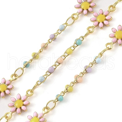 Brass Daisy Flower Link Chains CHC-C003-11G-01-1