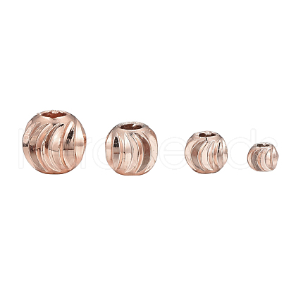 PVD Vacuum Plating Brass Corrugated Round Spacer Beads Set KK-LS0001-10C-RG-1