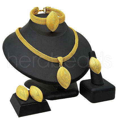 Horse Eye Alloy Pendant Necklaces & Stud Earrings & Rings & Bangles Sets FS-WG5D99A-03-1
