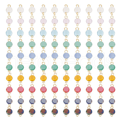 GOMAKERER 100Pcs Electroplate Opaque Glass Connector Charms PALLOY-GO0001-39-1