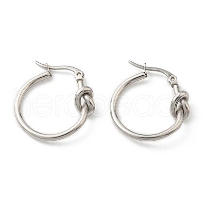 Non-Tarnish 304 Stainless Steel Knot Hoop Earrings EJEW-F319-06P-1