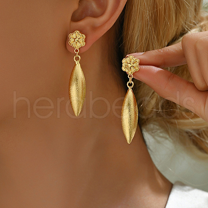 Exquisite Teardrop with Flower Zinc Alloy Dangle Stud Earrings IS8318-1