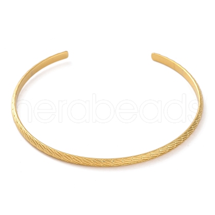 Ion Plating(IP) 304 Stainless Steel Textured Open Cuff Bangles BJEW-G714-01G-1