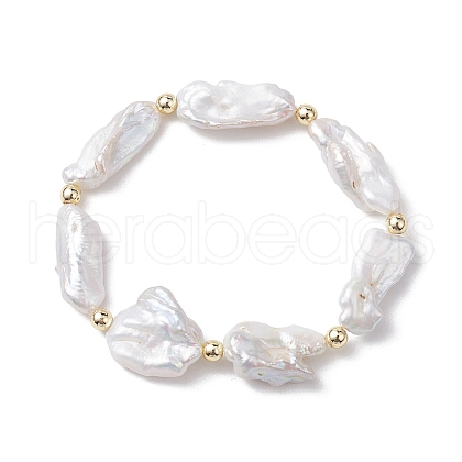 Mother's Day Jewellery Natural Keshi Pearl Stretch Bracelets for Women BJEW-JB10244-1