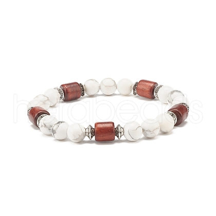 Natural Howlite Beaded Stretch Bracelet for Women or Men BJEW-JB07732-03-1