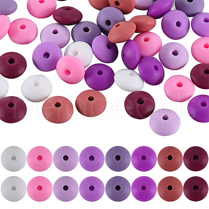 SUNNYCLUE 96Pcs 12 Colors Food Grade Eco-Friendly Silicone Abacus Beads SIL-SC0001-87A-1