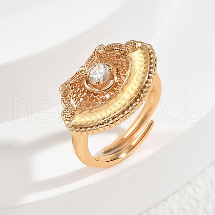 Brass Pave Cubic Zirconia Adjustable Finger Rings for Women GF5911-1-1