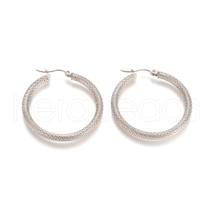 Tarnish Resistant 201 Stainless Steel Geometric Hoop Earrings STAS-D171-12A-P-1