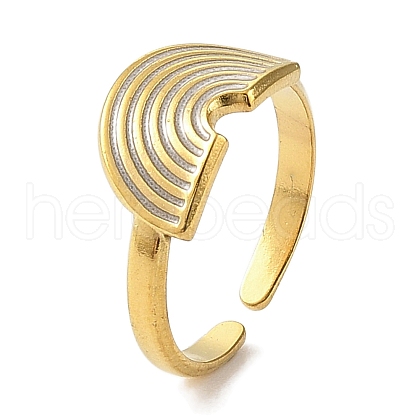 304 Stainless Steel Enamel Open Cuff Rings for Women RJEW-F166-51G-02-1
