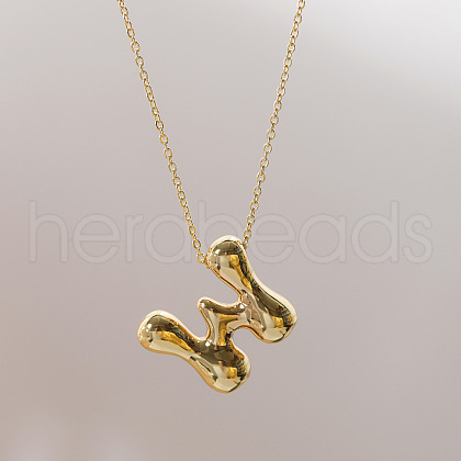 Brass Chunky Initial Pendant Necklaces WG97A63-23-1