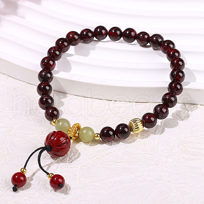 Natural Amethyst Round Beads Braided Bead Bracelets WG583E5-07-1