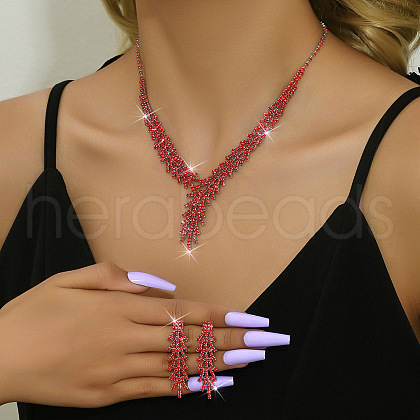 Snowflake Alloy Rhinestone Chain Necklaces & Stud Earrings Sets FS-WGB2E3F-04-1