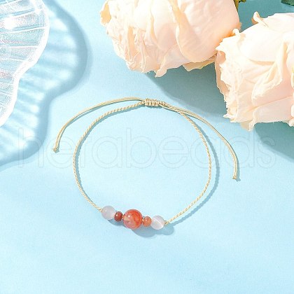 Natural Carnelian & Malaysia Jade Beads Braided Bead Bracelets for Women BJEW-JB11983-1
