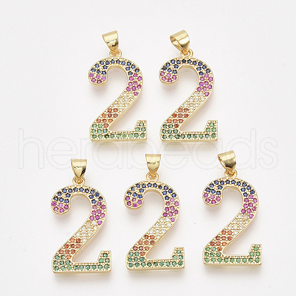 Brass Cubic Zirconia Pendants ZIRC-S062-01B-2-1