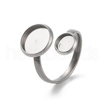 304 Stainless Steel Open Cuff Ring Findings STAS-E124-05F-P-1